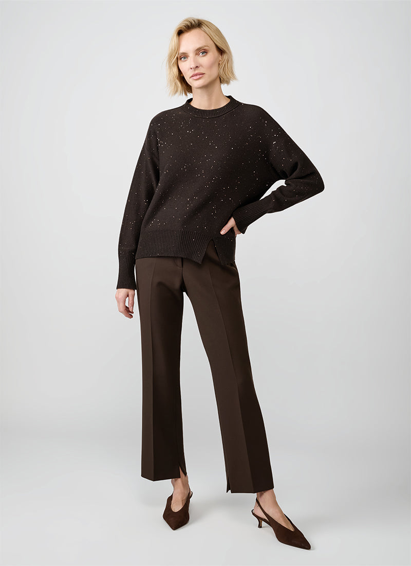 Antonelli Sila Speckle Long Sleeve Crew Sweater