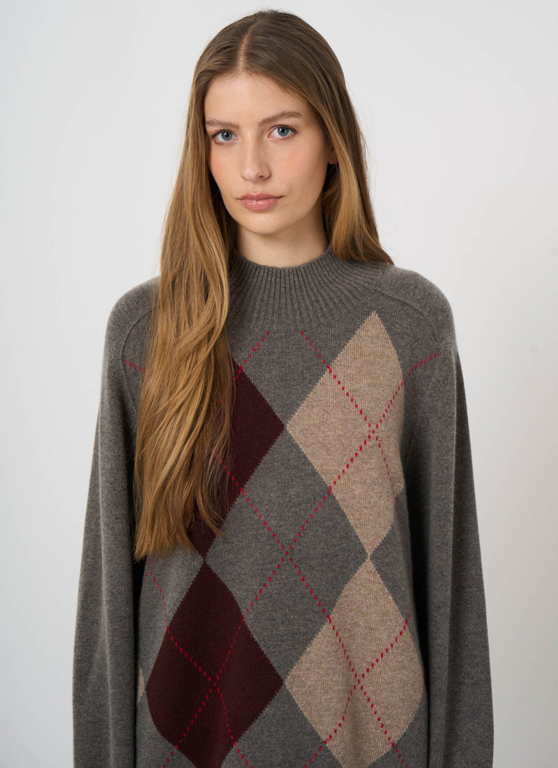 Wool Cashmere Argyle Pullover