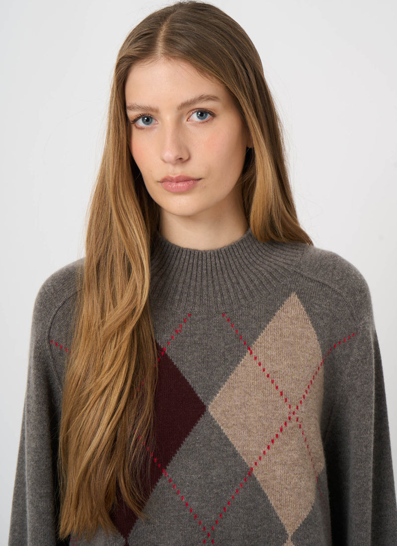 Wool Cashmere Argyle Pullover