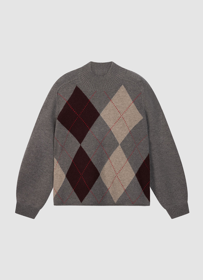 Wool Cashmere Argyle Pullover