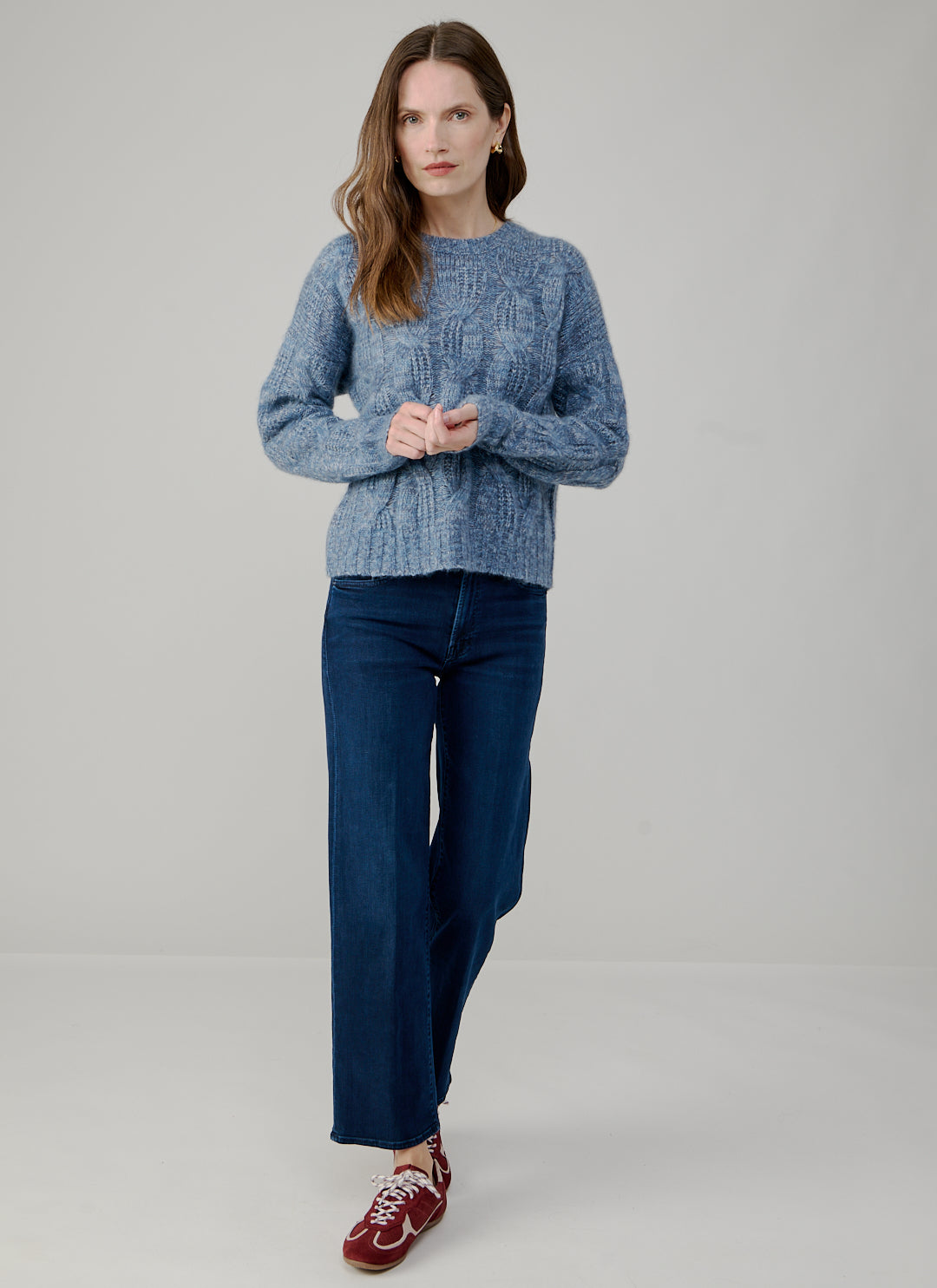 Marled Cable Crew Neck Sweater