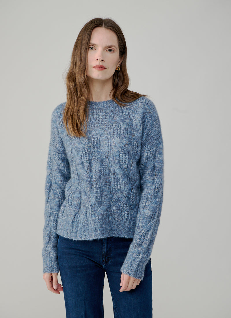 Marled Cable Crew Neck Sweater
