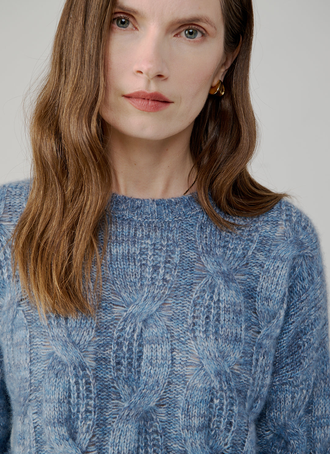 Marled Cable Crew Neck Sweater