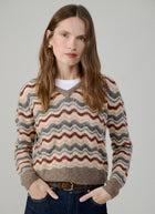 Cropped Pointelle Wavy Stripe V Neck Pullover by Autumn Cashmere at Andrews
