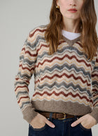Cropped Pointelle Wavy Stripe V Neck Pullover by Autumn Cashmere at Andrews