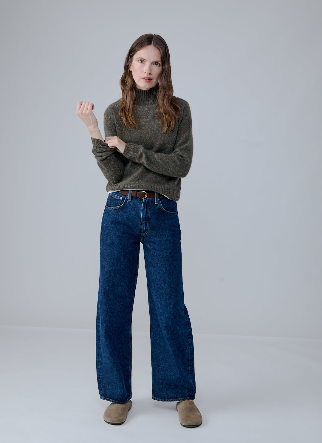  Solid Cropped Chunky Mock Neck Sweater by Autumn Cashmere at Andrews 