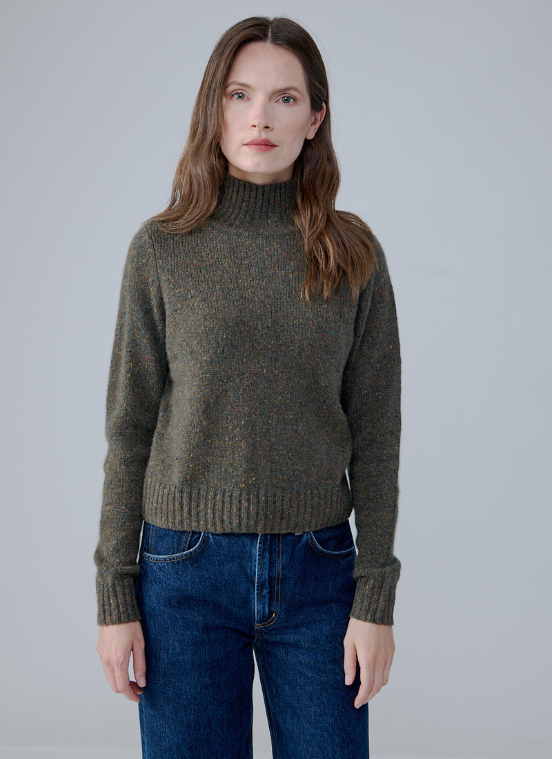  Solid Cropped Chunky Mock Neck Sweater by Autumn Cashmere at Andrews 