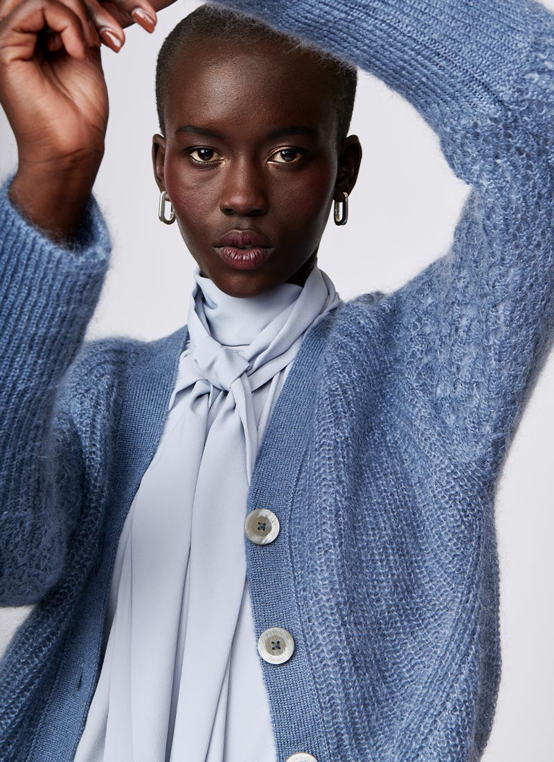 Eleventy Mohair Knit Cardigan