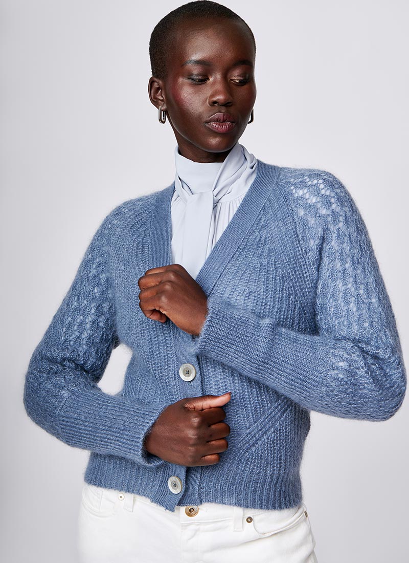 Eleventy Mohair Knit Cardigan