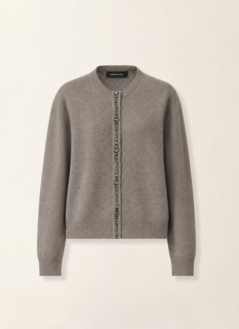 Jewel Detail Crew Cardigan