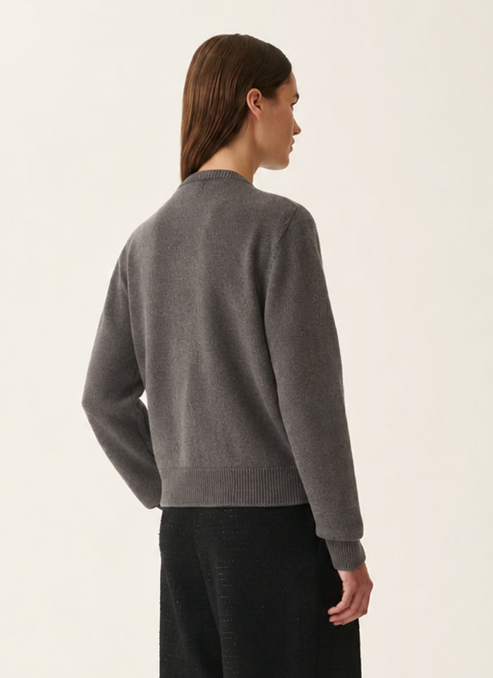 Jewel Detail Crew Cardigan
