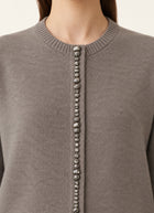 Jewel Detail Crew Cardigan