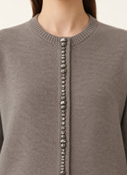 Jewel Detail Crew Cardigan