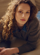 Wool Cashmere Denim Collar Cardigan
