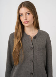 Wool Cashmere Denim Collar Cardigan