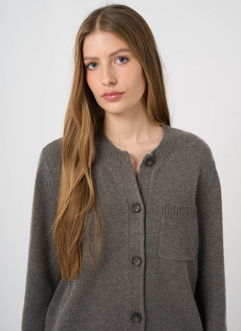Wool Cashmere Denim Collar Cardigan
