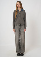 Wool Cashmere Denim Collar Cardigan