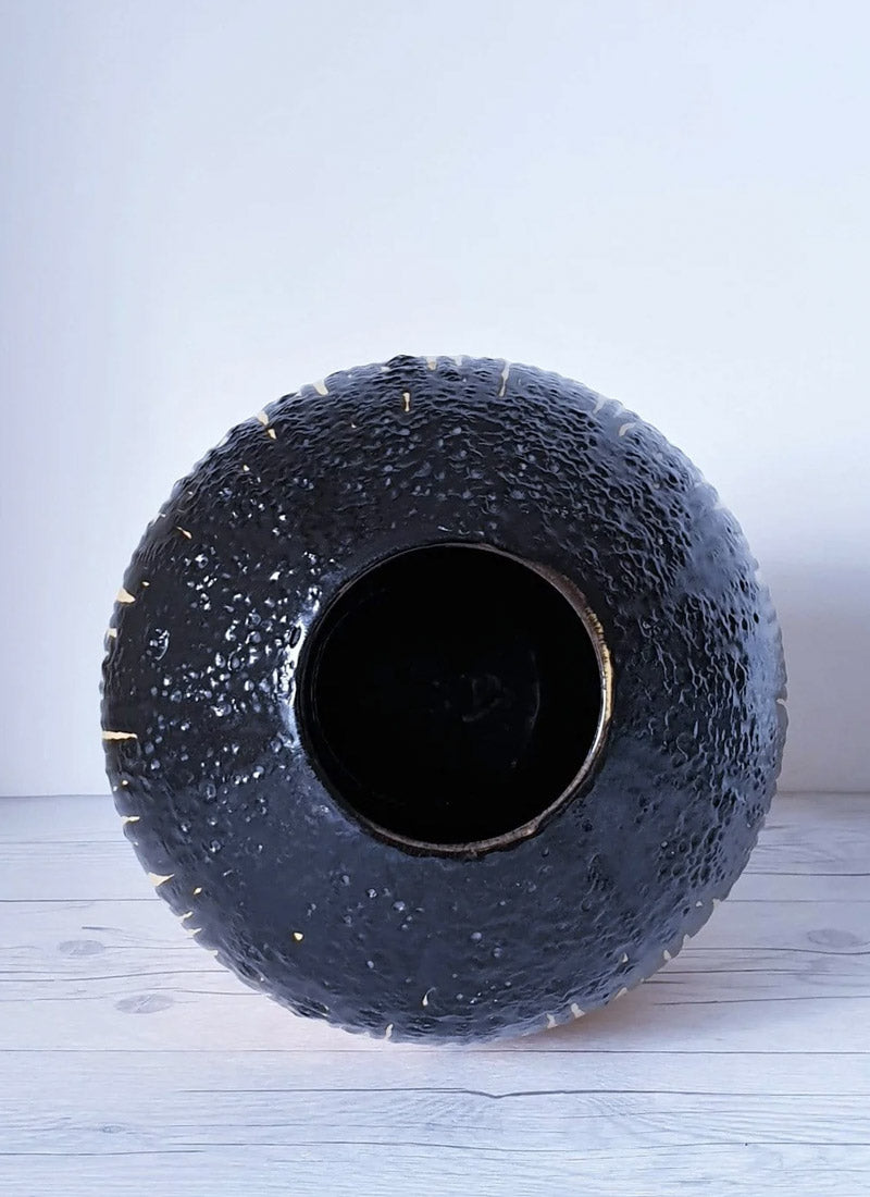 Haute Curature Emons & Sohne ES Keramik Black Fat Lava and Yellow Ceramic Statement Floor Vase, 1960s-70s