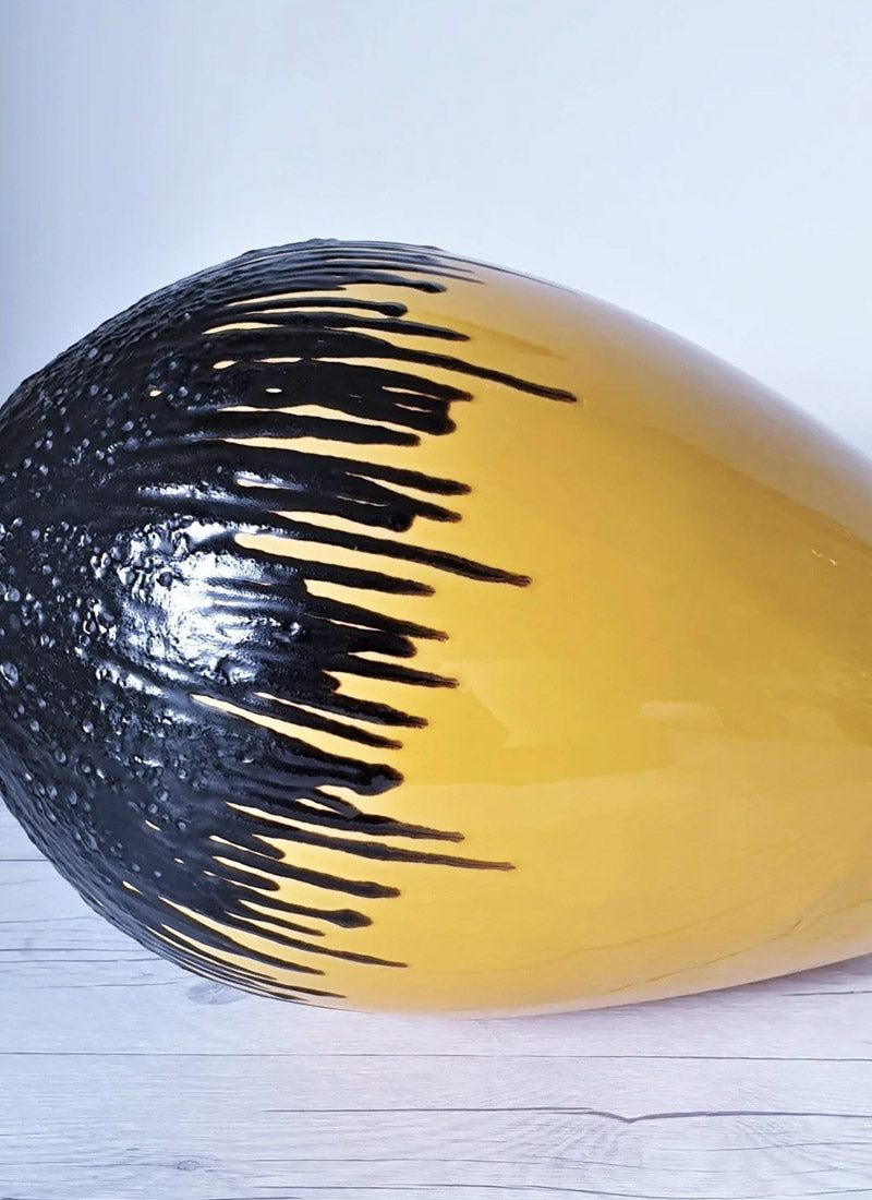 Haute Curature Emons & Sohne ES Keramik Black Fat Lava and Yellow Ceramic Statement Floor Vase, 1960s-70s