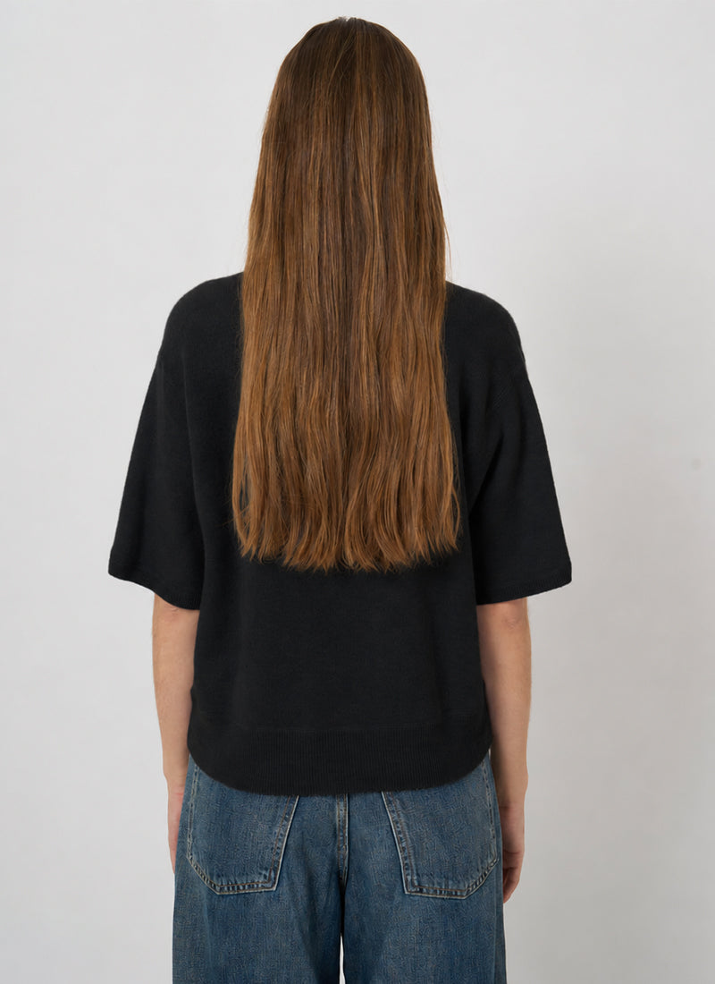 Cashmere Zip Collar Black Pullover