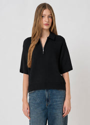 Cashmere Zip Collar Black Pullover