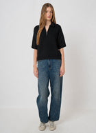 Cashmere Zip Collar Black Pullover