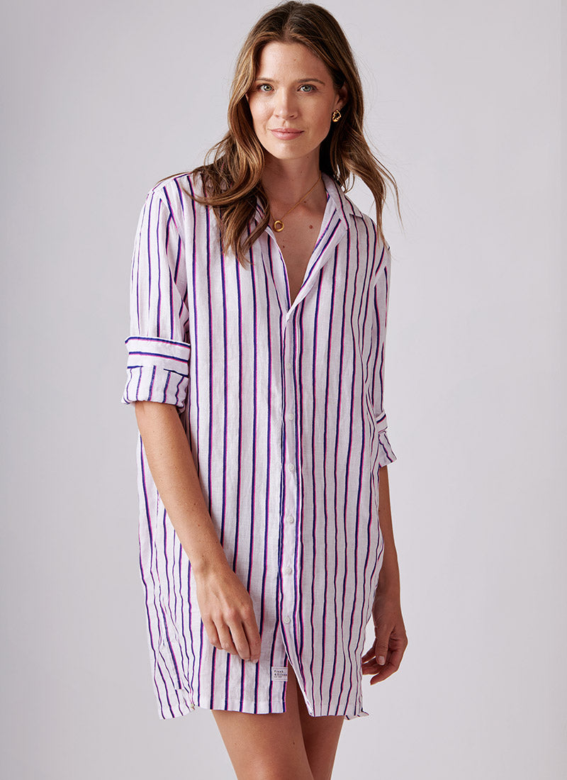 Frank & Eileen Hunter Neon and Pink Stripe Shirt Dress
