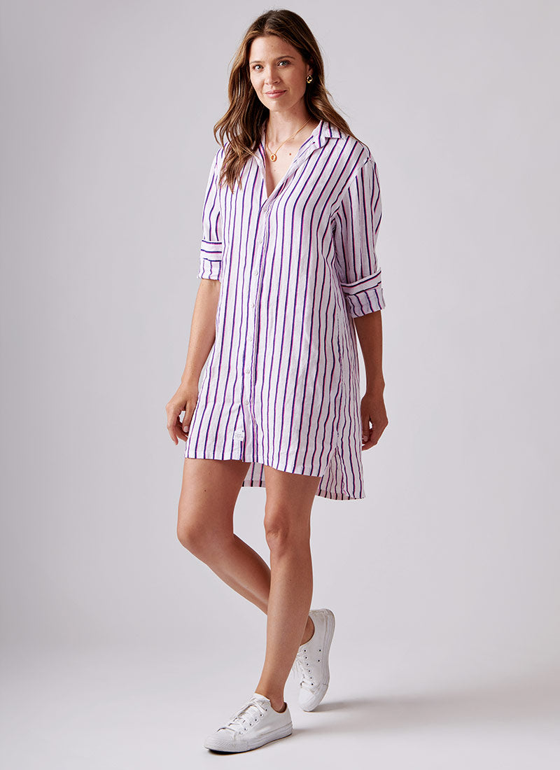 Frank & Eileen Hunter Neon and Pink Stripe Shirt Dress