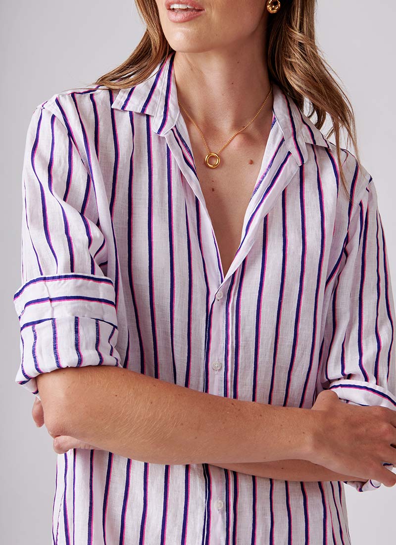 Frank & Eileen Hunter Neon and Pink Stripe Shirt Dress