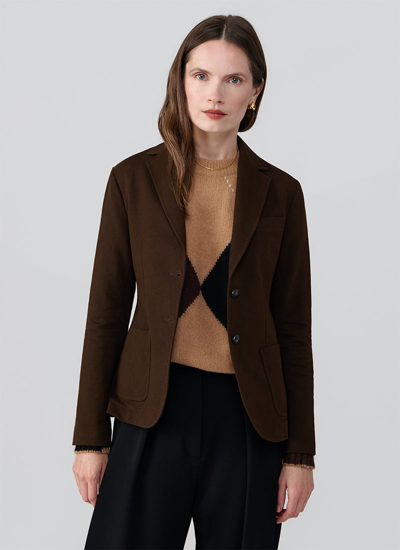 Slim Fit Light Fleece 2 Button Blazer