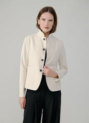 Stand Collar 4 Button Light Fleece Blazer