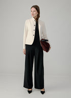 Stand Collar 4 Button Light Fleece Blazer