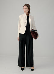 Stand Collar 4 Button Light Fleece Blazer
