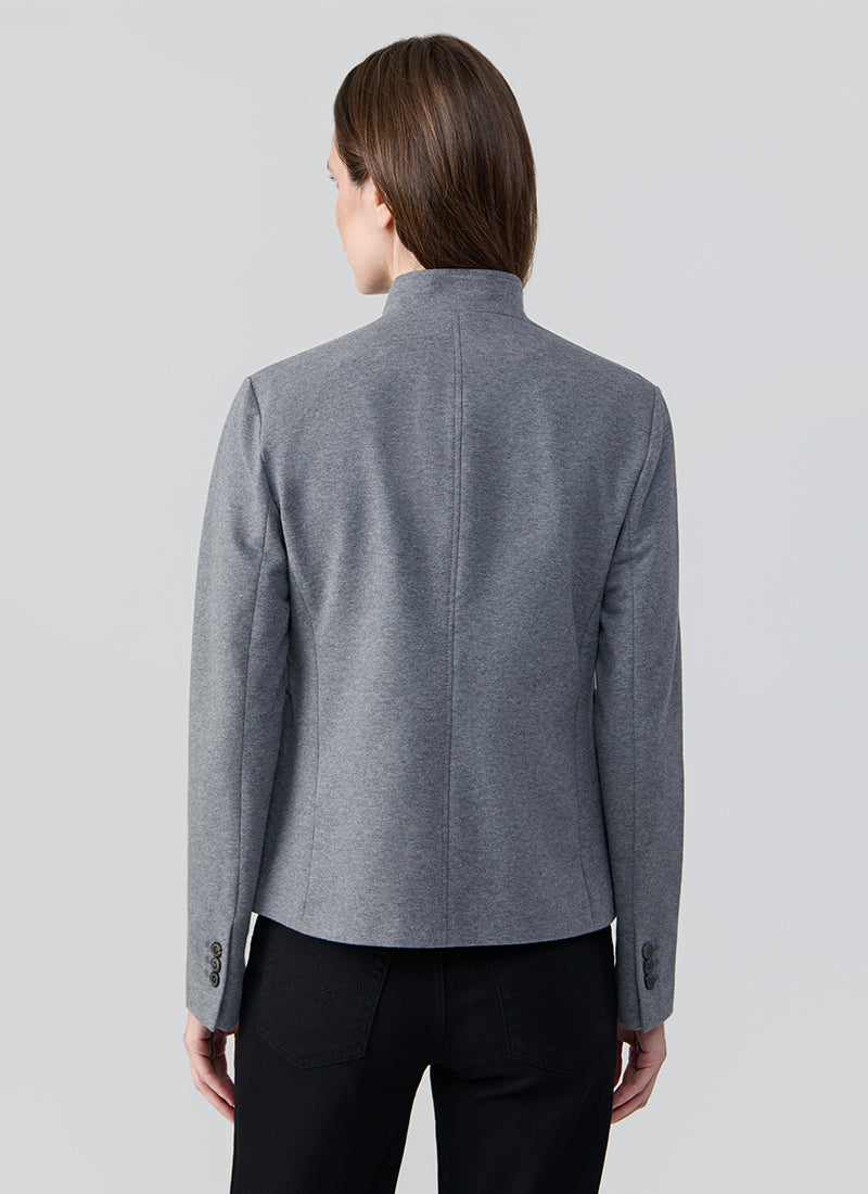 Stand Collar 4 Button Light Fleece Blazer