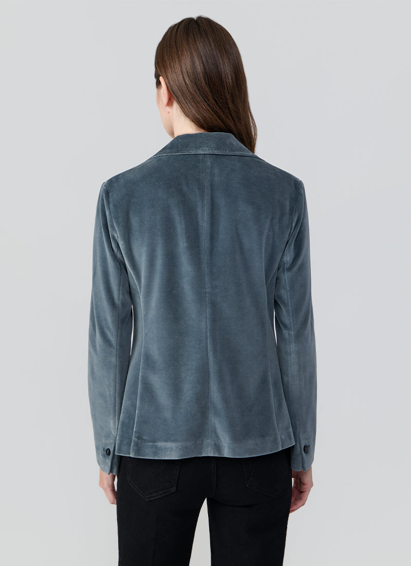 Slim Fit Velour 2 Button Blazer