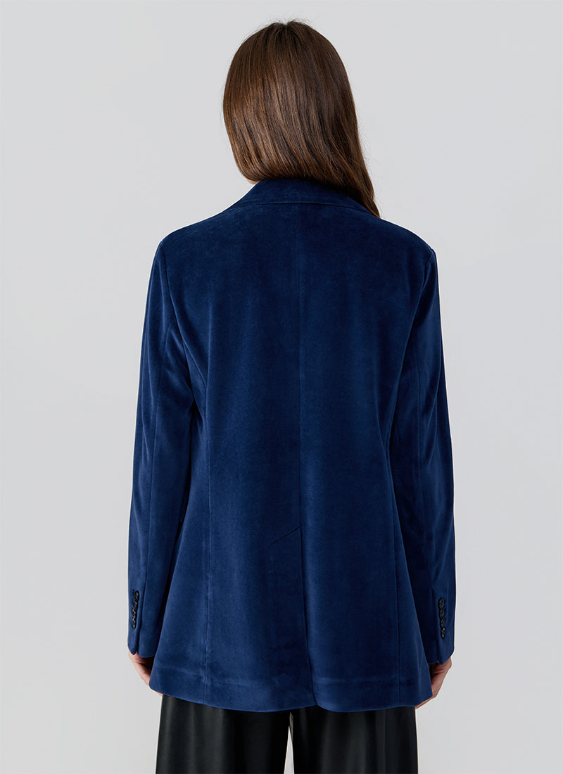 1 Button Velour Boyfriend Blazer