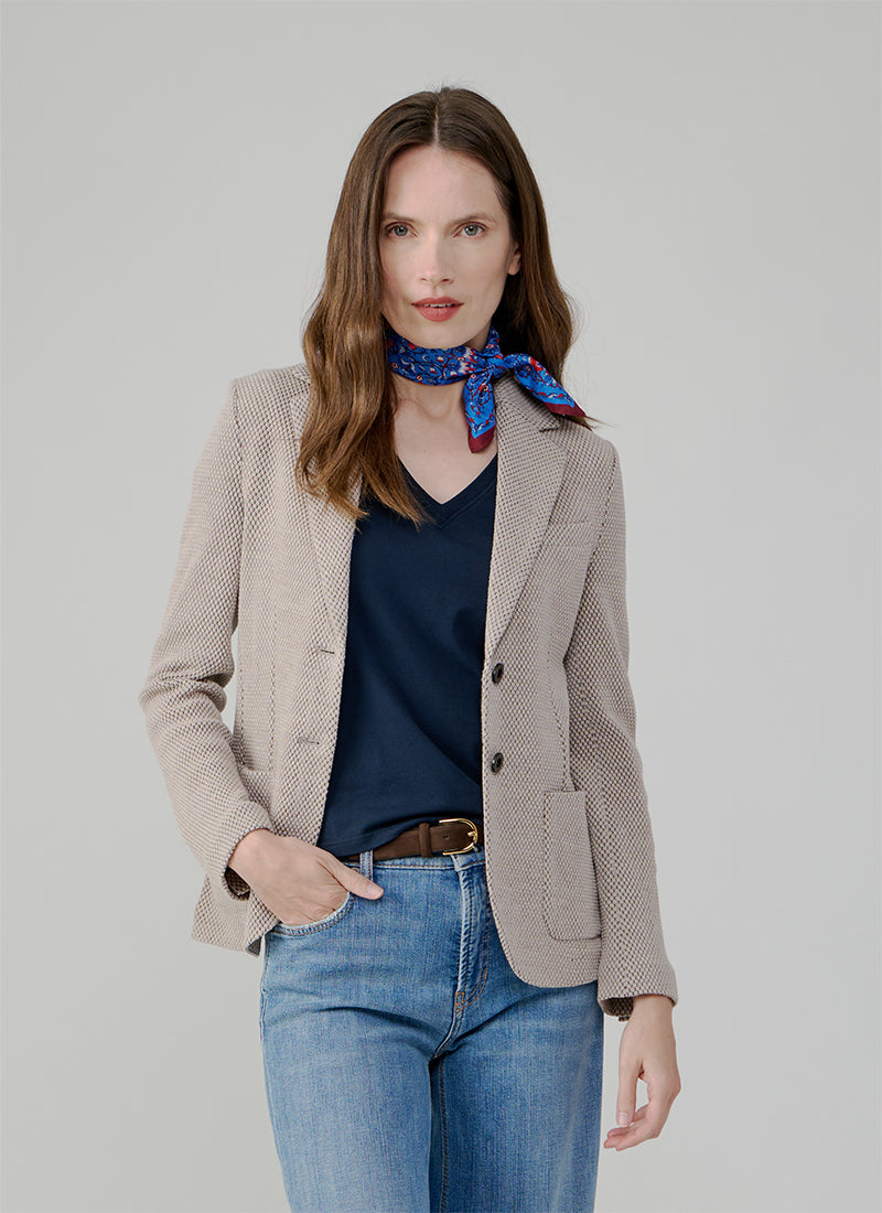 Slim Fit 2 Button Honeycomb Blazer
