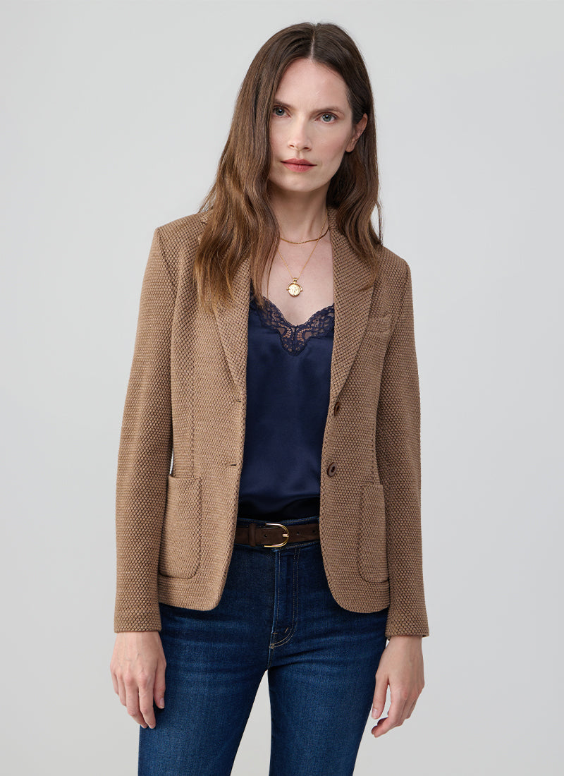 Slim Fit 2 Button Honeycomb Blazer
