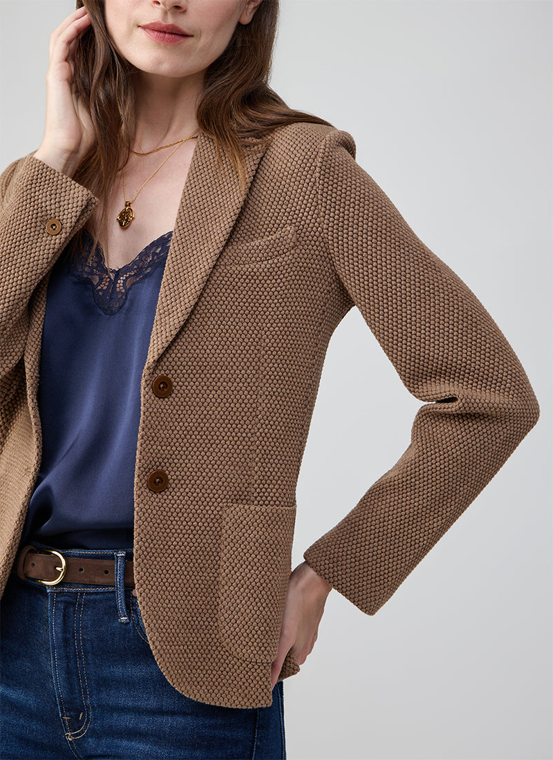 Slim Fit 2 Button Honeycomb Blazer