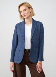 Giacca Single Breasted Slim Check Cashmere Wool Blazer