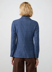 Giacca Single Breasted Slim Check Cashmere Wool Blazer