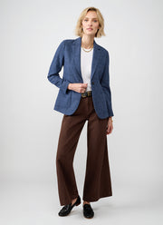 Giacca Single Breasted Slim Check Cashmere Wool Blazer