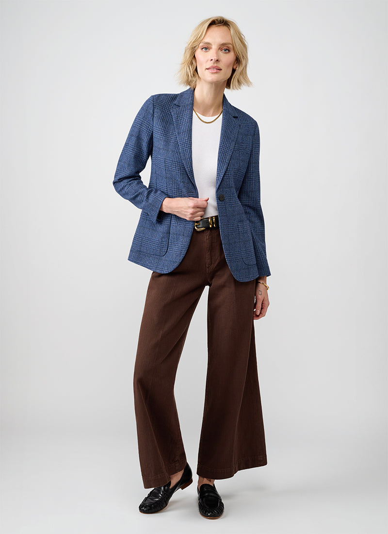 Giacca Single Breasted Slim Check Cashmere Wool Blazer