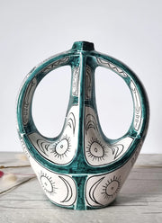 Haute Curature 1950s Igor Studio, Santo Stefano Di Camastra, Twin Handle Sculpture Vase