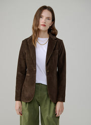 1  Button Slim Long Tiny Corduroy Blazer