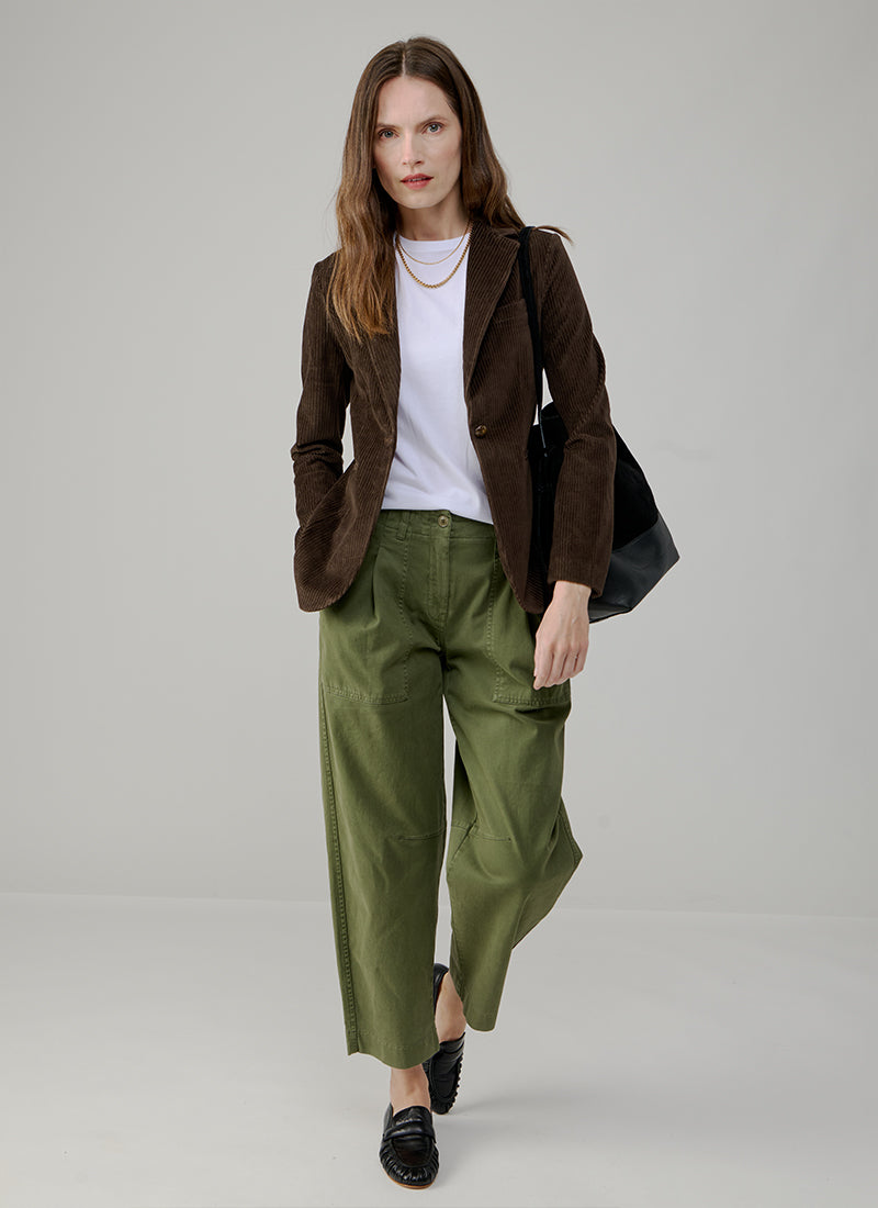 1  Button Slim Long Tiny Corduroy Blazer