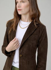 1  Button Slim Long Tiny Corduroy Blazer