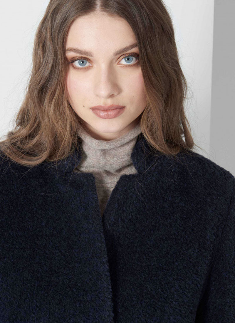 Cinzia Rocca Alpaca Wool Inverted Notch Collar Coat