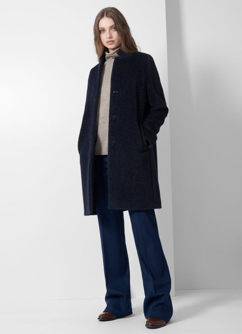 Cinzia Rocca Alpaca Wool Inverted Notch Collar Coat