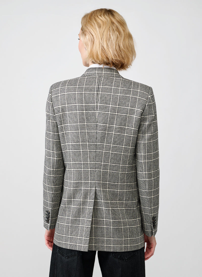 Jasmine Double Breasted Houndstooth Plaid Blazer